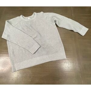 GAP Women's Gray Waffle Knit Crewneck Long Sleeve Sweater 100% Cotton, Size L